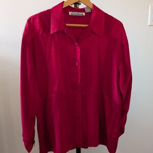Sleek 100% Silk Red Vintage Top